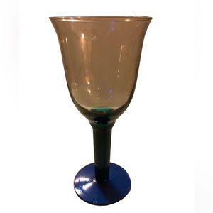Vintage Handblown Blue Goblet 8.5” Tall